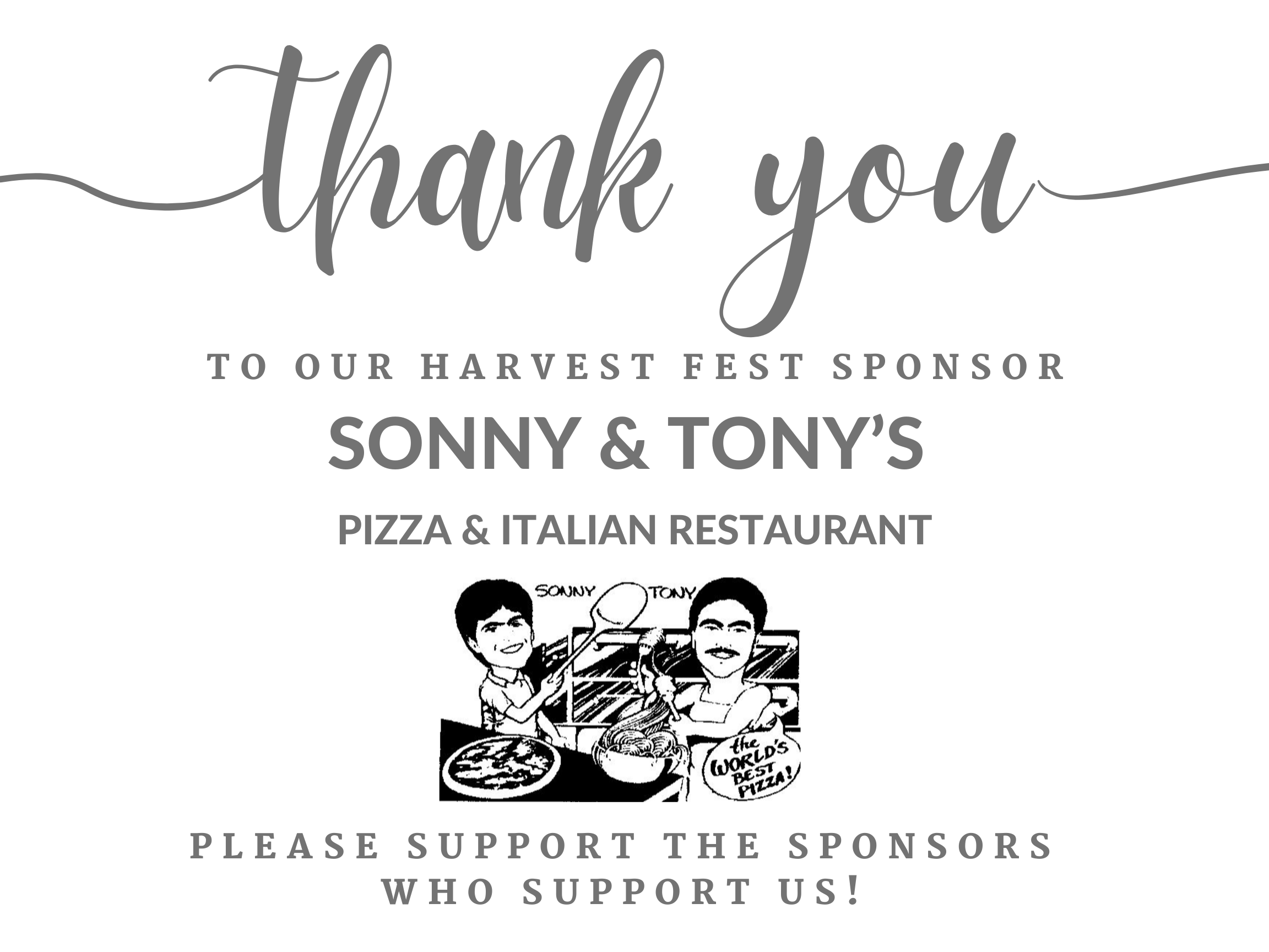 Sonny &amp; Tonys Sponsor