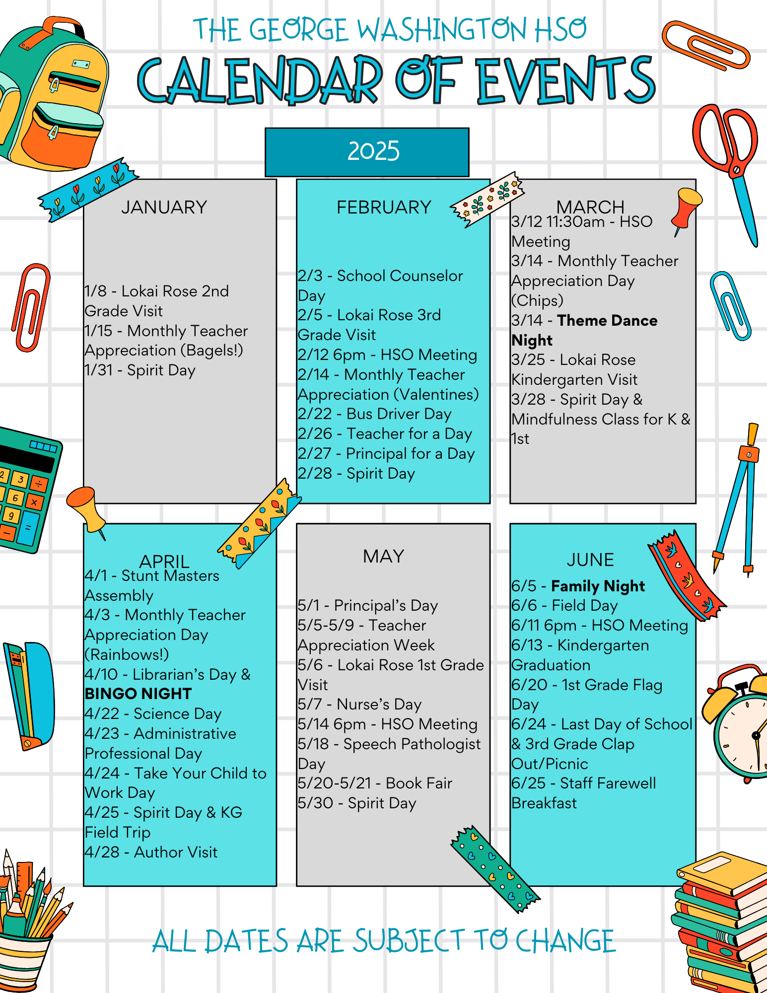 GW HSO 2025 Calendar