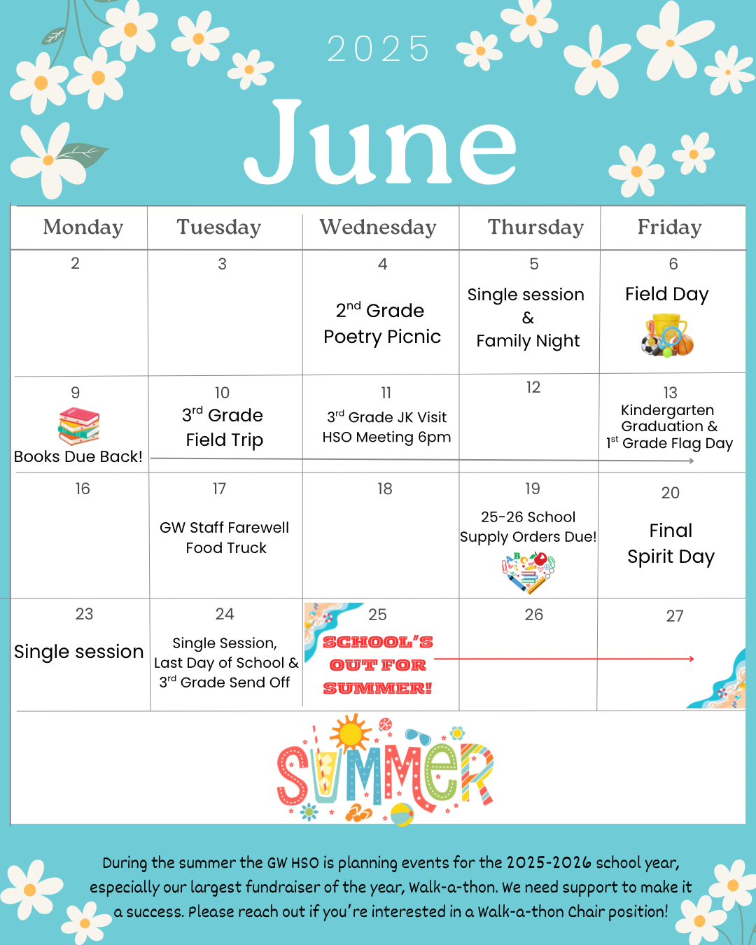 Yellow Daisy Planner 2025 June Monthly Calendar (Instagram Post (45))